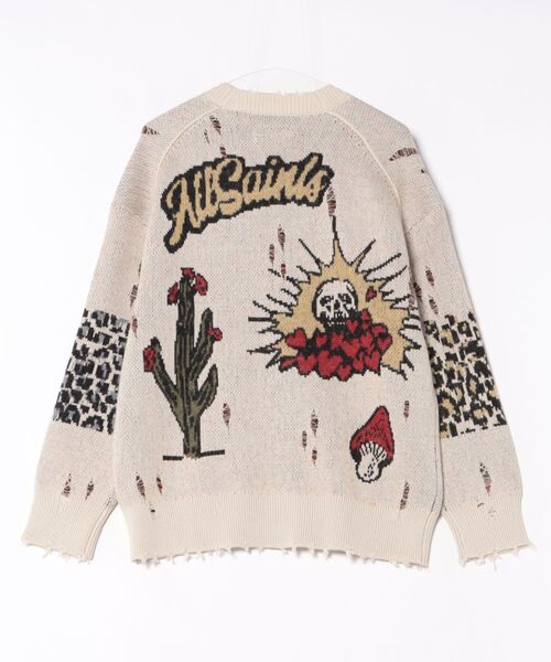 ALLSAINTS(オールセインツ)の「FOXX JACQUARD OVERSIZED CARDIGAN| FOXX ジャカード オーバーサイズ カーディガン(カーディガン/ボレロ・メンズ・ホワイト系その他・XS/S/M/L)」の2枚目の写真