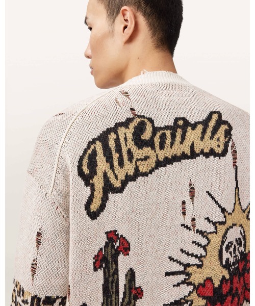 ALLSAINTS(オールセインツ)の「FOXX JACQUARD OVERSIZED CARDIGAN| FOXX ジャカード オーバーサイズ カーディガン(カーディガン/ボレロ・メンズ・ホワイト系その他・XS/S/M/L)」の3枚目の写真