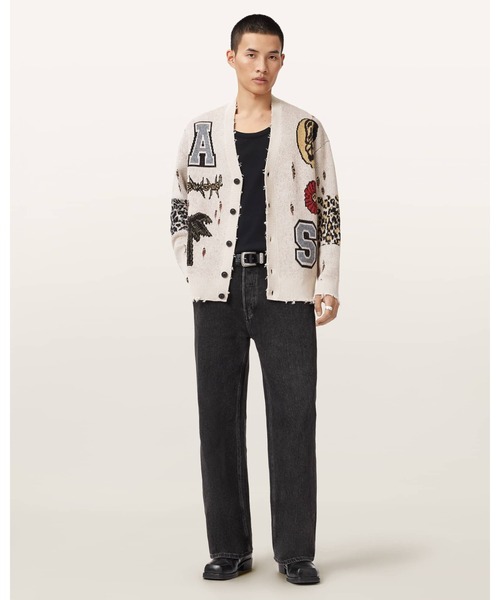 ALLSAINTS(オールセインツ)の「FOXX JACQUARD OVERSIZED CARDIGAN| FOXX ジャカード オーバーサイズ カーディガン(カーディガン/ボレロ・メンズ・ホワイト系その他・XS/S/M/L)」の6枚目の写真