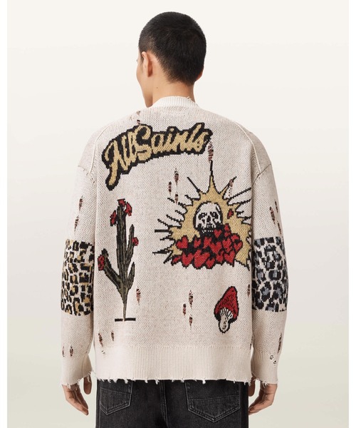 ALLSAINTS(オールセインツ)の「FOXX JACQUARD OVERSIZED CARDIGAN| FOXX ジャカード オーバーサイズ カーディガン(カーディガン/ボレロ・メンズ・ホワイト系その他・XS/S/M/L)」の8枚目の写真