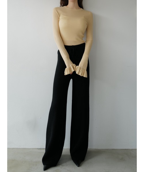 celon(セロン)の「brushed seed stitch knit pants(その他パンツ・レディース・ブラック/アイボリー・FREE)」の3枚目の写真