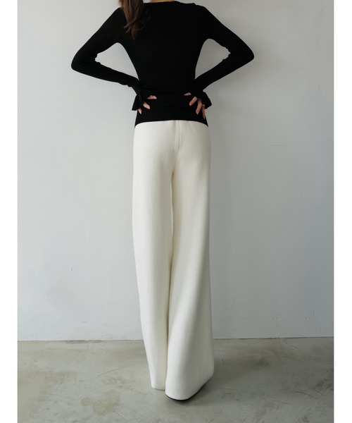 celon(セロン)の「brushed seed stitch knit pants(その他パンツ・レディース・ブラック/アイボリー・FREE)」の7枚目の写真