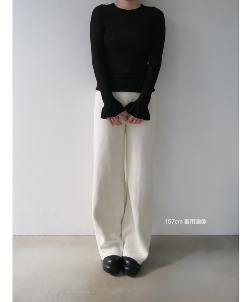 celon(セロン)の「brushed seed stitch knit pants(その他パンツ・レディース・ブラック/アイボリー・FREE)」の10枚目の写真