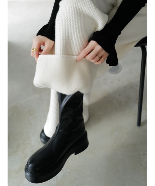 celon(セロン)の「brushed seed stitch knit pants(その他パンツ・レディース・ブラック/アイボリー・FREE)」の6枚目の写真