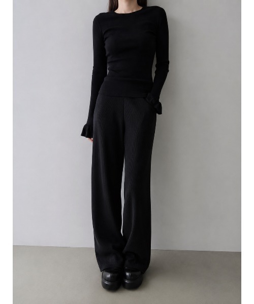 celon(セロン)の「brushed seed stitch knit pants(その他パンツ・レディース・ブラック/アイボリー・FREE)」の10枚目の写真