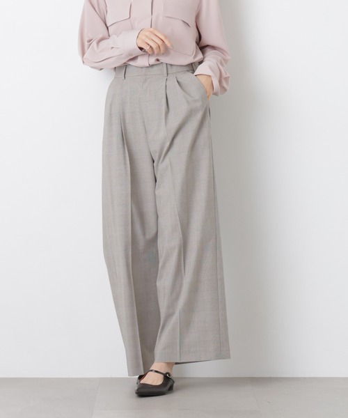 NANO universe(ナノユニバース)の「トロストレッチ2タックワイドパンツ(セットアップ可)(スラックス・レディース・その他1/ダークネイビー・M/S)」の17枚目の写真