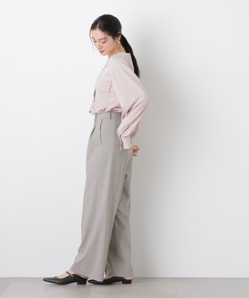 NANO universe(ナノユニバース)の「トロストレッチ2タックワイドパンツ(セットアップ可)(スラックス・レディース・その他1/ダークネイビー・M/S)」の19枚目の写真