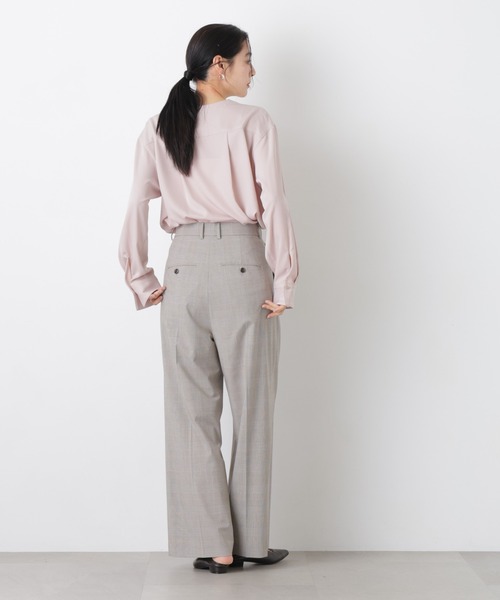 NANO universe(ナノユニバース)の「トロストレッチ2タックワイドパンツ(セットアップ可)(スラックス・レディース・その他1/ダークネイビー・M/S)」の20枚目の写真