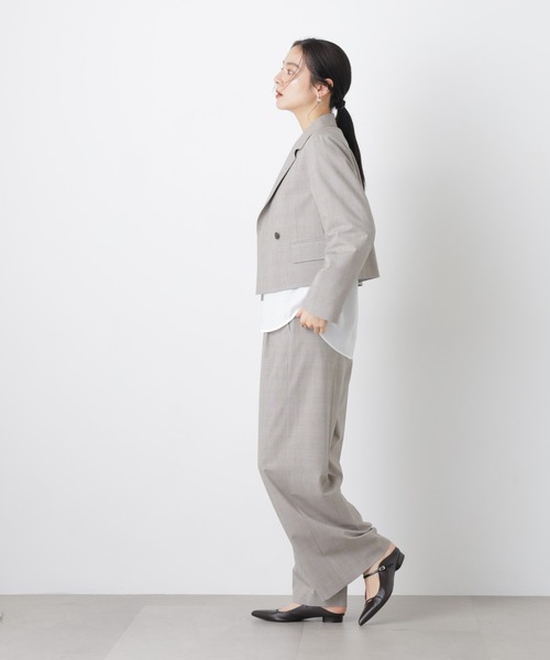 NANO universe(ナノユニバース)の「トロストレッチ2タックワイドパンツ(セットアップ可)(スラックス・レディース・その他1/ダークネイビー・M/S)」の16枚目の写真