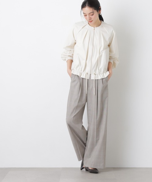 NANO universe(ナノユニバース)の「トロストレッチ2タックワイドパンツ(セットアップ可)(スラックス・レディース・その他1/ダークネイビー・M/S)」の12枚目の写真