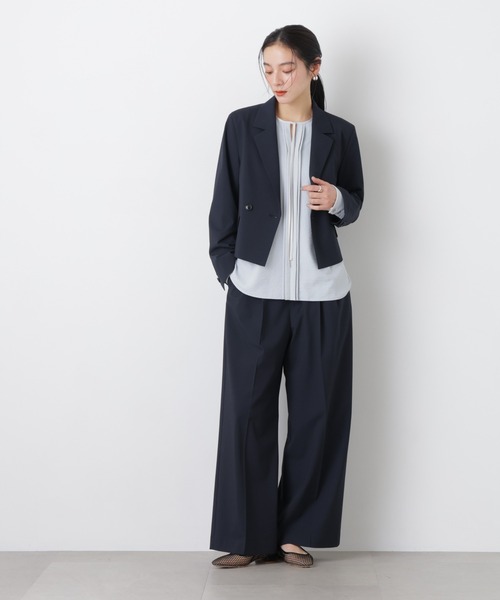 NANO universe(ナノユニバース)の「トロストレッチ2タックワイドパンツ(セットアップ可)(スラックス・レディース・その他1/ダークネイビー・M/S)」の10枚目の写真
