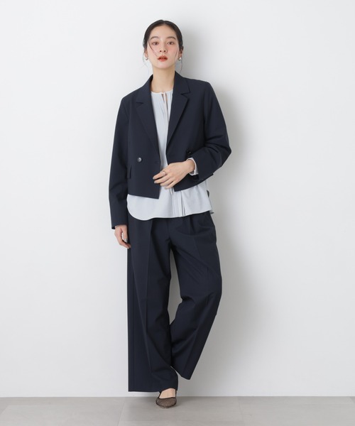 NANO universe(ナノユニバース)の「トロストレッチ2タックワイドパンツ(セットアップ可)(スラックス・レディース・その他1/ダークネイビー・M/S)」の11枚目の写真