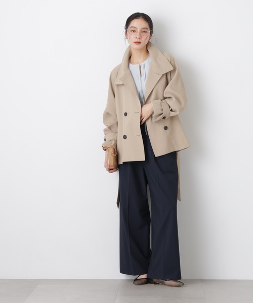 NANO universe(ナノユニバース)の「トロストレッチ2タックワイドパンツ(セットアップ可)(スラックス・レディース・その他1/ダークネイビー・M/S)」の6枚目の写真