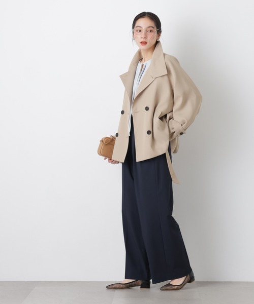 NANO universe(ナノユニバース)の「トロストレッチ2タックワイドパンツ(セットアップ可)(スラックス・レディース・その他1/ダークネイビー・M/S)」の7枚目の写真