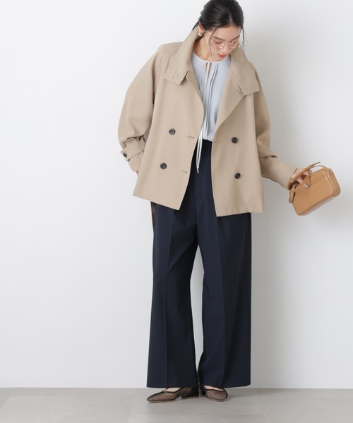 NANO universe(ナノユニバース)の「トロストレッチ2タックワイドパンツ(セットアップ可)(スラックス・レディース・その他1/ダークネイビー・M/S)」の8枚目の写真