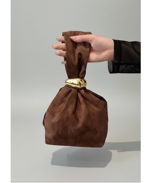 SALTMINT（ソルトミント）の「アクセントポイントワンハンドルギャザーバッグ　スエード（ハンドバッグ・レディース・ブラウン/ブラック/カーキ・FREE）」の2枚目の写真
