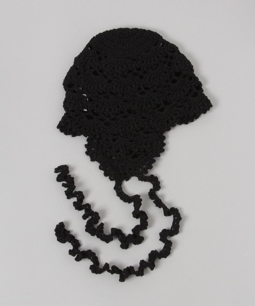 JEANASIS（ジーナシス）の「カギアミボンネット/634527（ニットキャップ/ビーニー・レディース・オフホワイト/ブラック・FREE）」の3枚目の写真