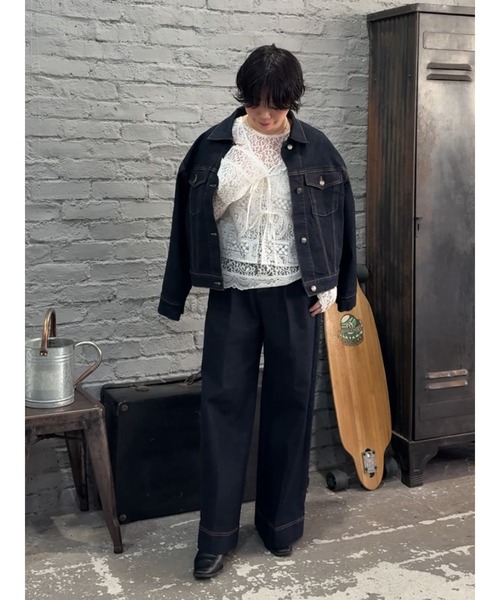 Te chichi(テチチ)の「デニムジャケット《2026 spring catalog item》(ノーカラージャケット・レディース・ネイビー/ブルー・F)」の7枚目の写真