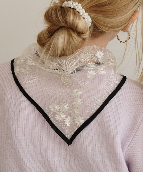 ZAKKA-BOX(ザッカボックス)の「クラッシーレースラップ(バンダナ/スカーフ・レディース・ブラック/ホワイト×ブラック・FREE)」の22枚目の写真