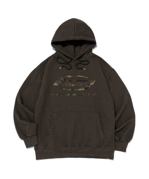 CARGOBROS(カーゴブロス)の「オーバーボックスロゴオーバーフィットフードTシャツ(カーキ/カモ)(パーカー・メンズ・その他・SMALL/MEDIUM/LARGE/X-LARGE/S-M/M-L/L-XL/XL-XXL)」の1枚目の写真