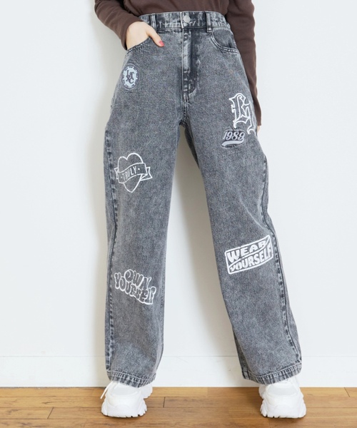 セール】【LTXC】ワッペンデザインデニムパンツ（デニムパンツ