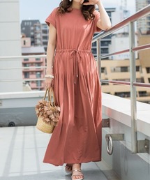 M-5L コットン タックスカートロングワンピース 夏服