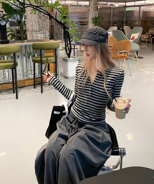 HALEY PESCA(ヘーリーペスカ)の「HALEY PESCA/シンプルボーダー カットソー(Tシャツ/カットソー・レディース・ブラック/ブルー/ピンク・SMALL/MEDIUM)」の8枚目の写真