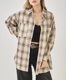 Ｗポケットオーバーサイズチェックシャツ