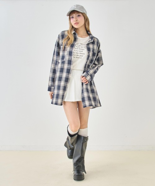 ANAP（アナップ）の「Ｗポケットオーバーサイズチェックシャツ（シャツ/ブラウス・レディース・ベージュ/ネイビー・F）」の11枚目の写真