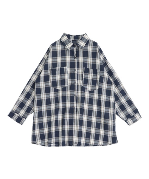 ANAP（アナップ）の「Ｗポケットオーバーサイズチェックシャツ（シャツ/ブラウス・レディース・ベージュ/ネイビー・F）」の13枚目の写真
