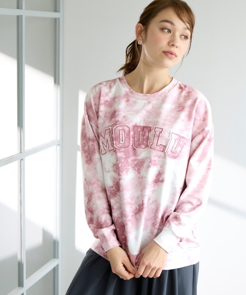 SMILE LAND(スマイルランド)の「<大きいサイズ>タイダイ風プリントアップリケプルオーバー(Tシャツ/カットソー・レディース・ピンク系/グレー系/カーキ系・L/LL/3L/4L/5L)」の3枚目の写真