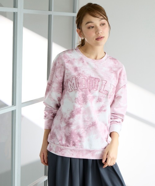 SMILE LAND(スマイルランド)の「<大きいサイズ>タイダイ風プリントアップリケプルオーバー(Tシャツ/カットソー・レディース・ピンク系/グレー系/カーキ系・L/LL/3L/4L/5L)」の5枚目の写真