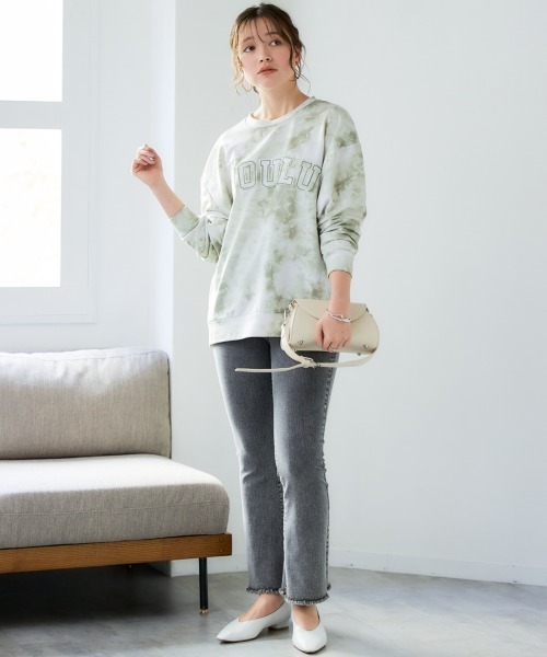 SMILE LAND(スマイルランド)の「<大きいサイズ>タイダイ風プリントアップリケプルオーバー(Tシャツ/カットソー・レディース・ピンク系/グレー系/カーキ系・L/LL/3L/4L/5L)」の6枚目の写真