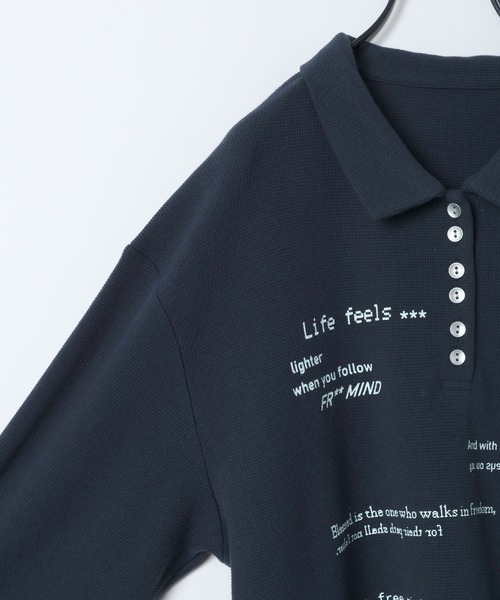 JEANASIS（ジーナシス）の「【25quee】BIGポロプリントLS/655821（ポロシャツ・レディース・グレー系その他/イエロー系その他/ネイビー系・FREE）」の12枚目の写真
