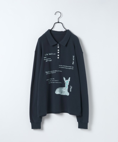 JEANASIS（ジーナシス）の「【25quee】BIGポロプリントLS/655821（ポロシャツ・レディース・グレー系その他/イエロー系その他/ネイビー系・FREE）」の9枚目の写真