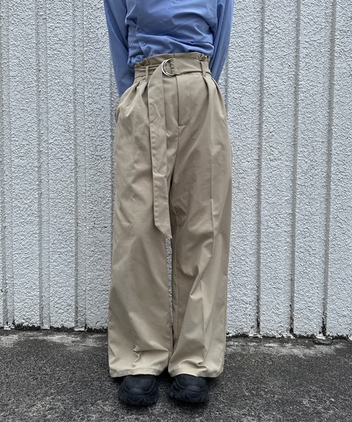merrylatte(メリーラテ)の「TWILL WIDE PANTS【IROHANI】(スラックス・レディース・ベージュ/ブラック・FREE)」の5枚目の写真