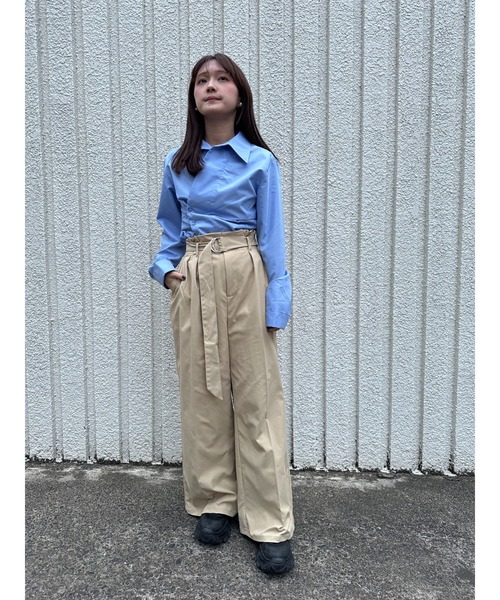 merrylatte(メリーラテ)の「TWILL WIDE PANTS【IROHANI】(スラックス・レディース・ベージュ/ブラック・FREE)」の13枚目の写真