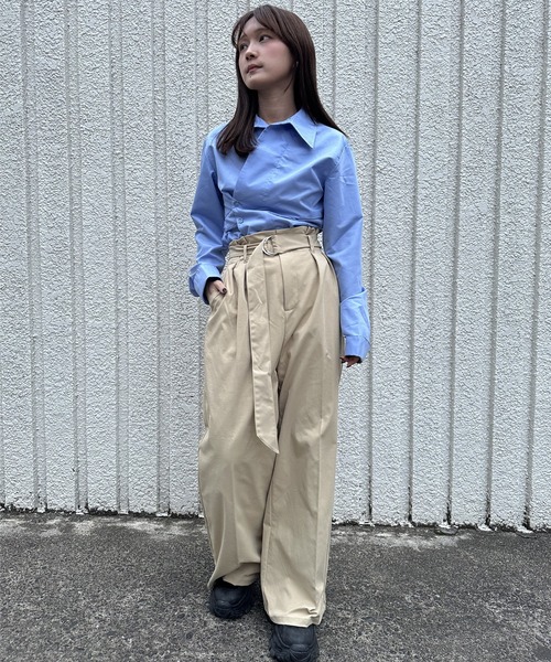 merrylatte(メリーラテ)の「TWILL WIDE PANTS【IROHANI】(スラックス・レディース・ベージュ/ブラック・FREE)」の14枚目の写真