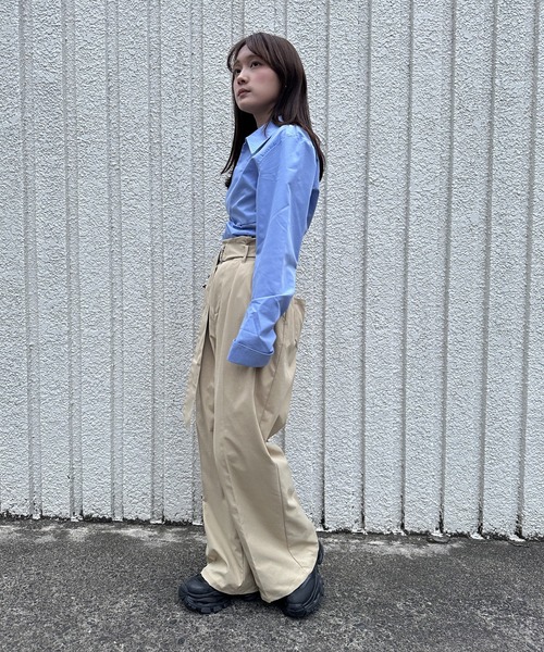 merrylatte(メリーラテ)の「TWILL WIDE PANTS【IROHANI】(スラックス・レディース・ベージュ/ブラック・FREE)」の15枚目の写真