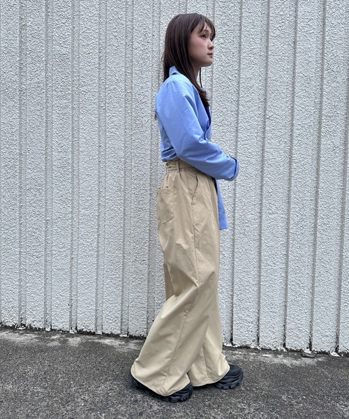 merrylatte(メリーラテ)の「TWILL WIDE PANTS【IROHANI】(スラックス・レディース・ベージュ/ブラック・FREE)」の16枚目の写真