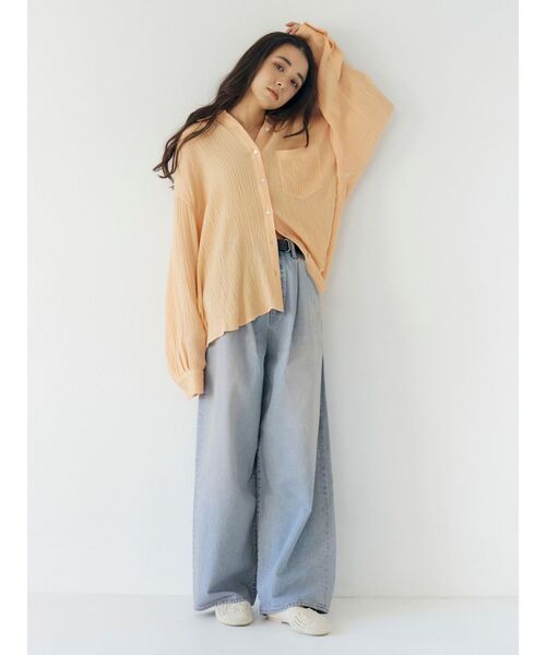 Ungrid(アングリッド)の「楊柳ビッグルーズシャツ(シャツ/ブラウス・レディース・グリーン/オレンジ/オフホワイト・FREE)」の14枚目の写真