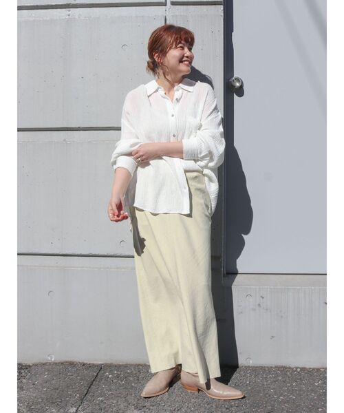 Ungrid(アングリッド)の「楊柳ビッグルーズシャツ(シャツ/ブラウス・レディース・グリーン/オレンジ/オフホワイト・FREE)」の16枚目の写真