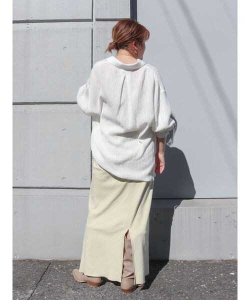 Ungrid(アングリッド)の「楊柳ビッグルーズシャツ(シャツ/ブラウス・レディース・グリーン/オレンジ/オフホワイト・FREE)」の18枚目の写真