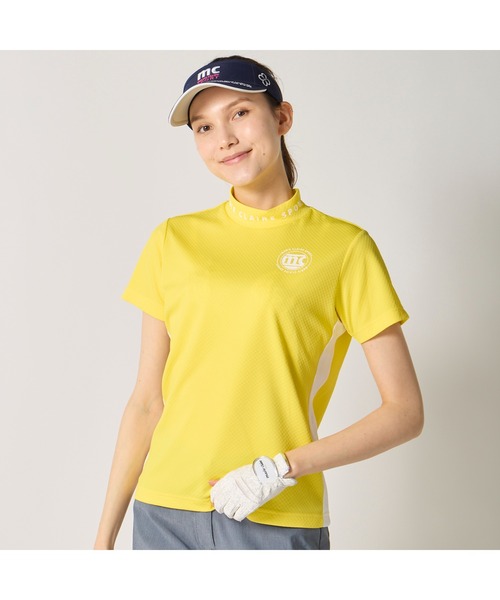 marie claire(マリ・クレール)の「marie claire GOLF/マリクレール ゴルフ ゴルフウェア 吸汗速乾 UVカット 接触冷感 半袖 モックネックシャツ(Tシャツ/カットソー・レディース・ブルー/ネイビー/イエロー/ホワイト・M/L/LL/3L)」の4枚目の写真