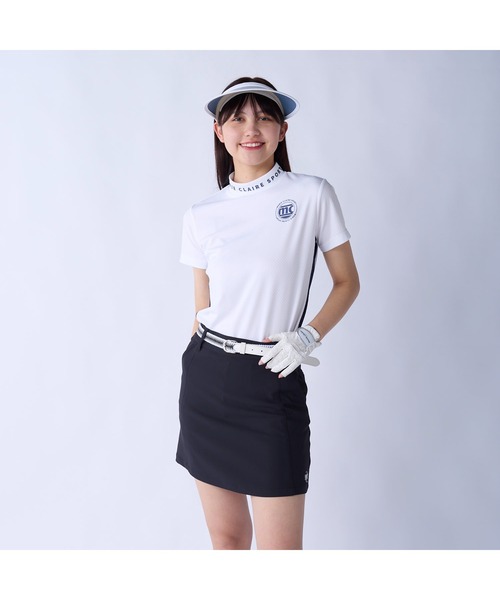 marie claire(マリ・クレール)の「marie claire GOLF/マリクレール ゴルフ ゴルフウェア 吸汗速乾 UVカット 接触冷感 半袖 モックネックシャツ(Tシャツ/カットソー・レディース・ブルー/ネイビー/イエロー/ホワイト・M/L/LL/3L)」の5枚目の写真