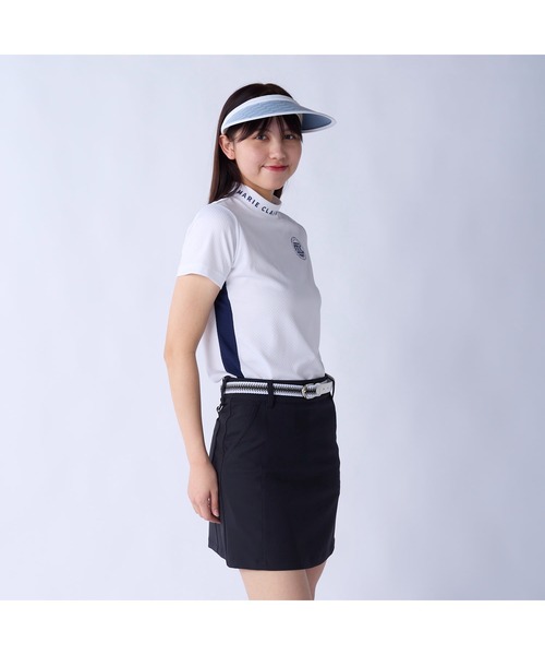 marie claire(マリ・クレール)の「marie claire GOLF/マリクレール ゴルフ ゴルフウェア 吸汗速乾 UVカット 接触冷感 半袖 モックネックシャツ(Tシャツ/カットソー・レディース・ブルー/ネイビー/イエロー/ホワイト・M/L/LL/3L)」の6枚目の写真