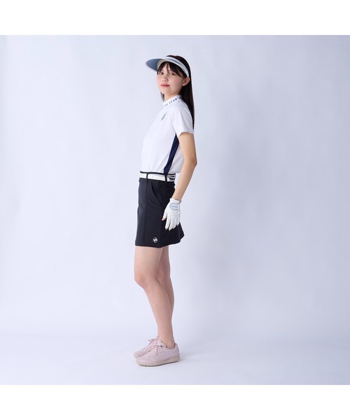 marie claire(マリ・クレール)の「marie claire GOLF/マリクレール ゴルフ ゴルフウェア 吸汗速乾 UVカット 接触冷感 半袖 モックネックシャツ(Tシャツ/カットソー・レディース・ブルー/ネイビー/イエロー/ホワイト・M/L/LL/3L)」の8枚目の写真