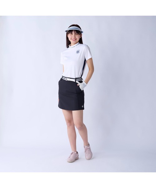 marie claire(マリ・クレール)の「marie claire GOLF/マリクレール ゴルフ ゴルフウェア 吸汗速乾 UVカット 接触冷感 半袖 モックネックシャツ(Tシャツ/カットソー・レディース・ブルー/ネイビー/イエロー/ホワイト・M/L/LL/3L)」の9枚目の写真