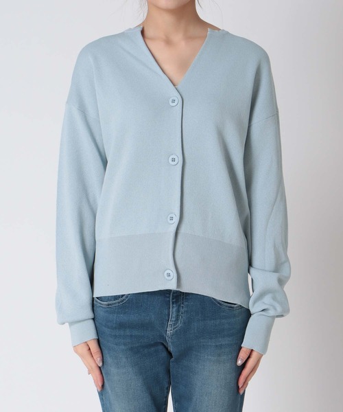 Jines（ジネス）の「キーネックリラックスカーディガン（カーディガン/ボレロ・レディース・ブルー/ネイビー/グレー/ホワイト/ブラック・38）」の12枚目の写真