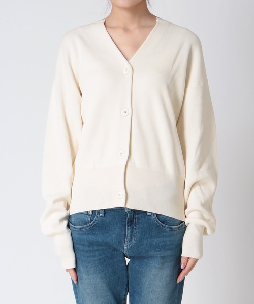 Jines（ジネス）の「キーネックリラックスカーディガン（カーディガン/ボレロ・レディース・ブルー/ネイビー/グレー/ホワイト/ブラック・38）」の8枚目の写真